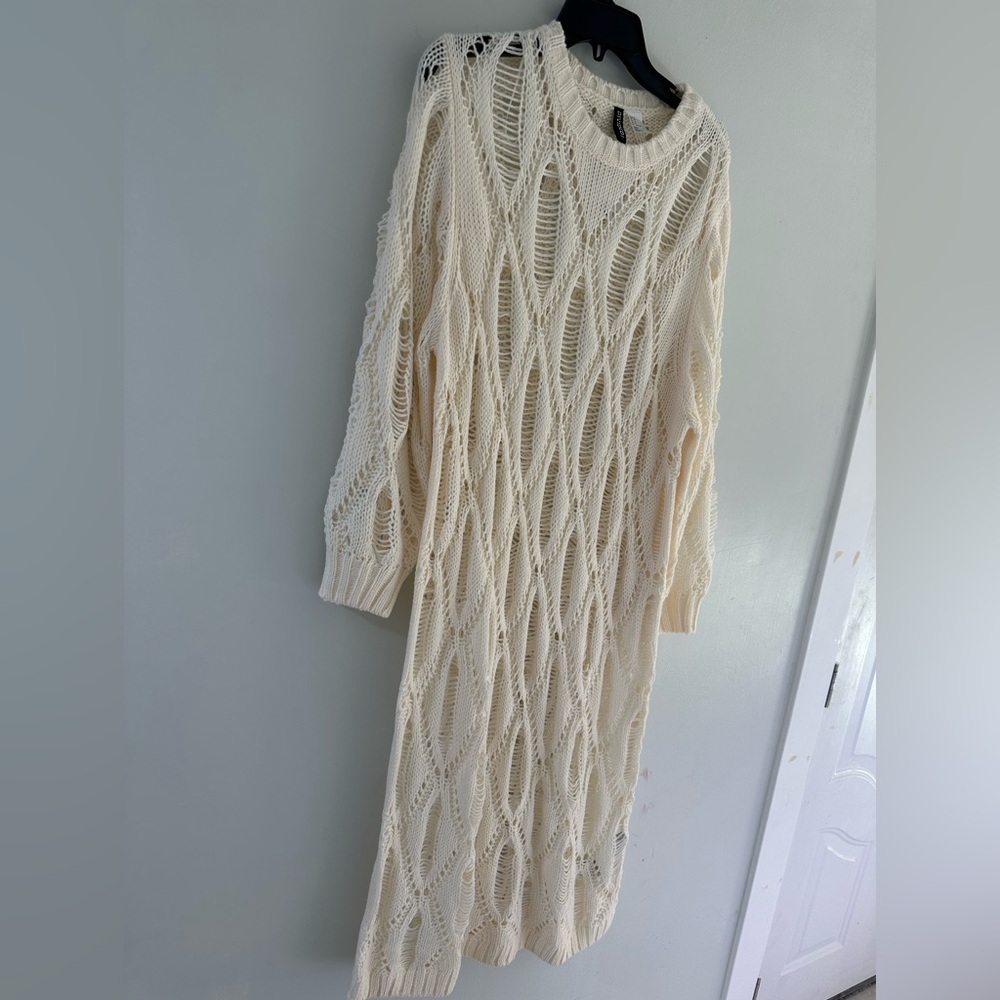 H&M Ivory Long Sleeve Knit Dress - Picture 9 of 10